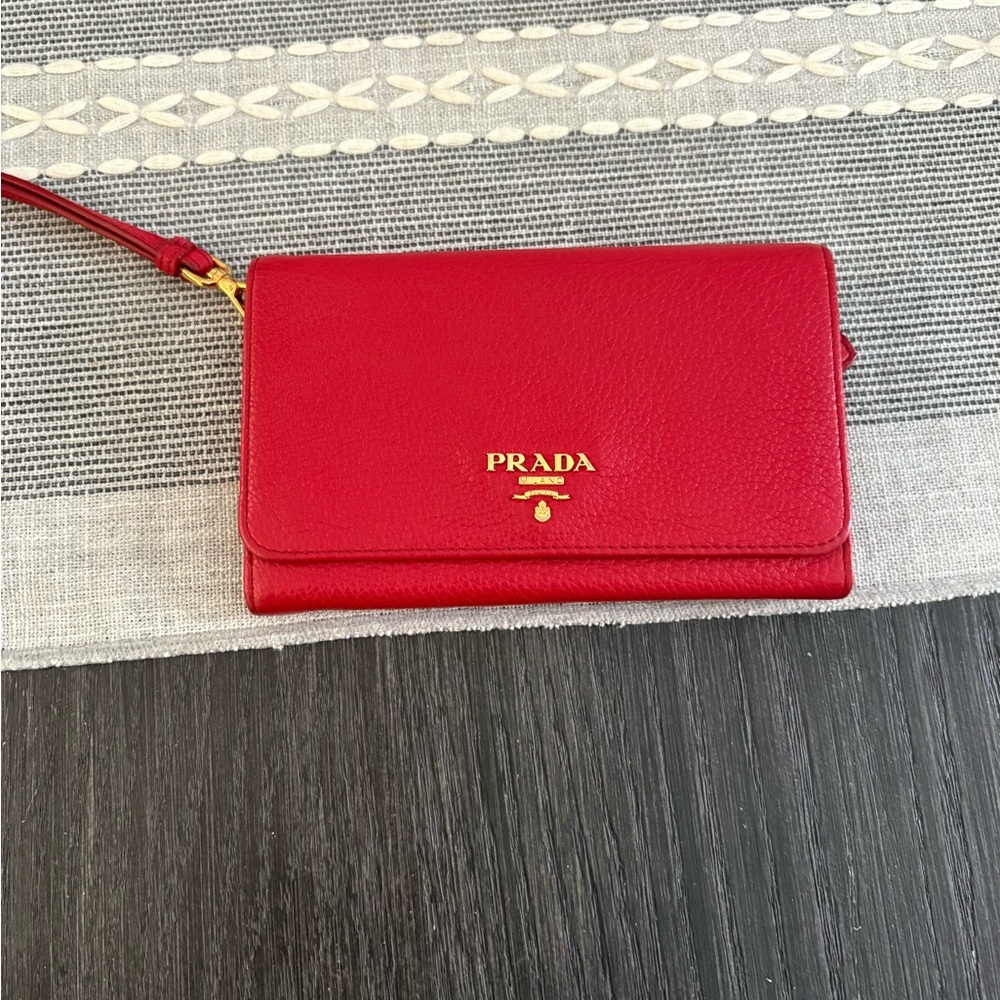 Prada Red Leather Clutch